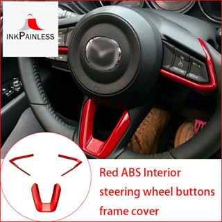 ฝาครอบปุ่มพวงมาลัยรถยนต์ ABS สีแดง สําหรับ Mazda 3 Mazda 6 CX-4 CX-5 CX-9 2016-2019(3 ชิ้น)