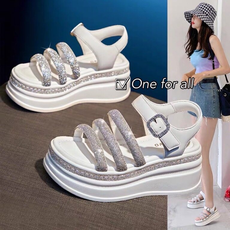 พร้อมส่งจากไทย NEW รุ่น TX483 รองเท้าแตะแฟชั่น รองเท้าส้นตึก แบบเปิดเท้า สูง5cm  ใส่แล้วสวย Size 35-39