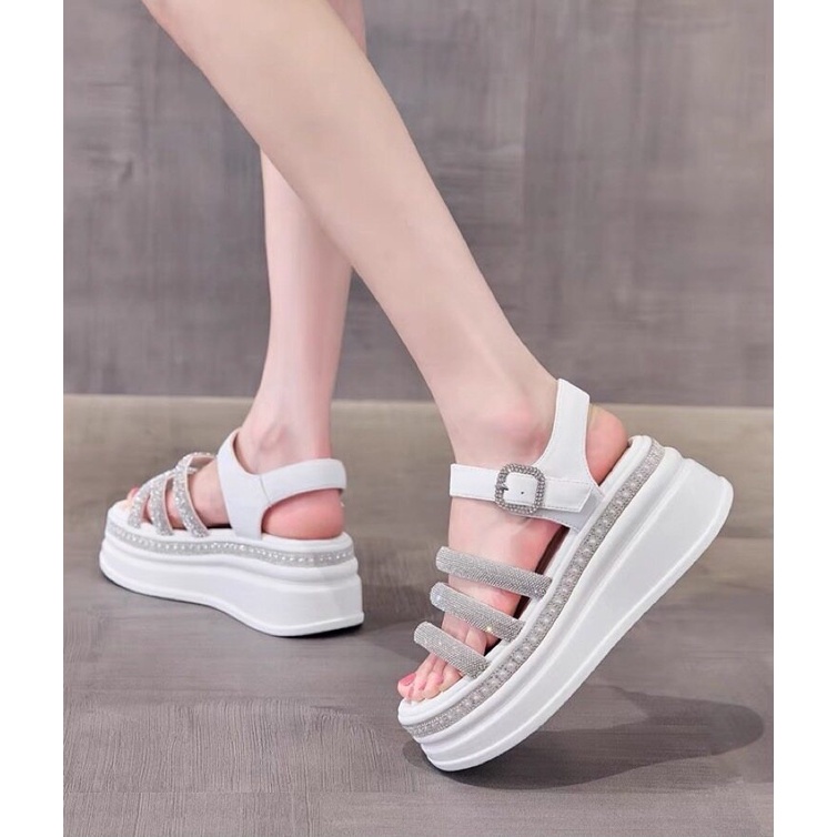 พร้อมส่งจากไทย NEW รุ่น TX483 รองเท้าแตะแฟชั่น รองเท้าส้นตึก แบบเปิดเท้า สูง5cm  ใส่แล้วสวย Size 35-39