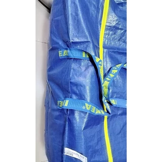 IKEA ถุงอิเกีย FRAKTA ฟรัคต้ากระเป๋าพลาสติก, น้ำเงิน, 76 ลิตร ซิปเหลือง 73x35x30 ซม