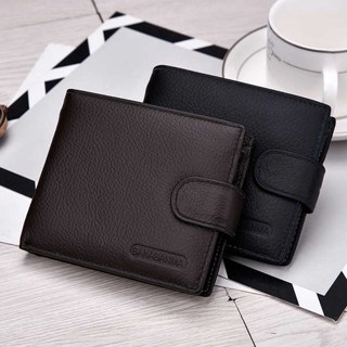 กระเป๋าสตางค์ผู้ชาย ชั้นแรก cowhide mens dirt purse multi-card slot หนังแท้ผู้ชายหัวเข็มขัดสั้นนุ่ม cowhide zipper ใบขับขี่ coin purse