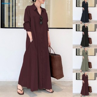 【HODRD】Dress Casual Loose Comfortable For Autumn Kaftan Linen Cotton Long Sleeve【Fashion】