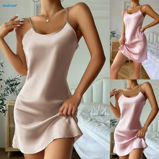 【HODRD】Nightdress Pajamas Polyester S-XL Sexy Silk Stain Sleepwear Sleeveless【Fashion】