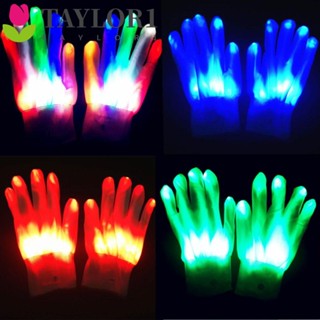 Taylor1 ถุงมือเรืองแสง LED รูปหัวกะโหลก เรืองแสง สําหรับงานเทศกาลคริสต์มาส