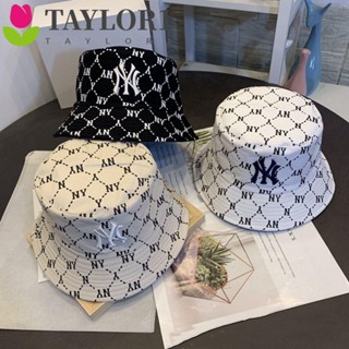 Taylor1 หมวกบักเก็ต ผ้าฝ้าย กันแดด ป้องกันรังสียูวี พิมพ์ลายตัวอักษร NY แบบเรียบง่าย ใส่กลางแจ้ง สําหรับผู้หญิง