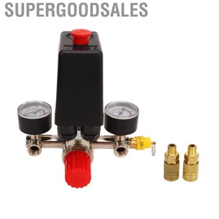 Supergoodsales Air Compressor Pressure Switch  High Strength Control Replacement Long Service Life with 3 in 1 Brass Port for Repaire Shops