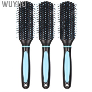 Wuyuu 9 Row Cushion Brush  Comfortable Gentle 3pcs Portable Durable Ergonomic Detangling Hair Versatile for Home Salon Women Men