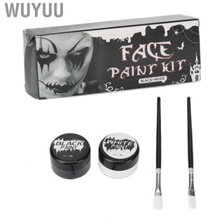 Wuyuu Face Body Paint Kit with 2 Brushes Blendable Vibrant Color Halloween Makeup Cosplay Black White