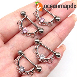 Oceanmapdz จิวแหวนสเตนเลส รูปตัว U ประดับเพทาย ไม่ซีดจาง สําหรับผู้หญิง