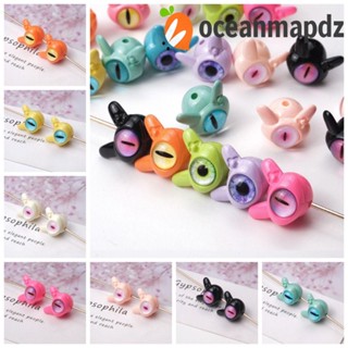 Oceanmapdz ลูกปัด ลายการ์ตูนตาชั่วร้าย 16*16 มม. สําหรับทําเครื่องประดับ DIY 10 ชิ้น