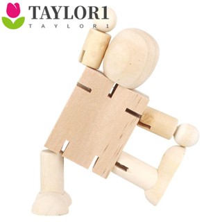 Taylor1 ตุ๊กตาหุ่นยนต์ไม้เปล่า สีขาว งานฝีมือ DIY