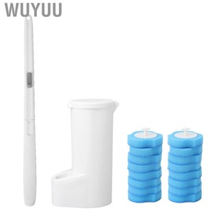 Wuyuu Bathroom Disposable Toilet Brush  Cleaner Free Rotating 16pcs Sponge Head for Household