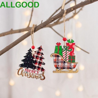 Allgoods จี้ไม้ ลายสก๊อต สีแดง สําหรับแขวนตกแต่งต้นคริสต์มาส