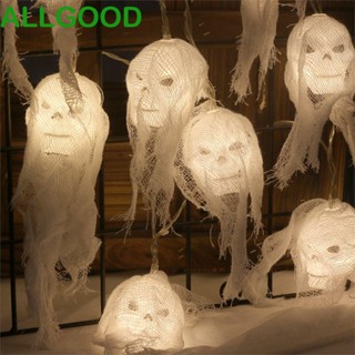 Allgoods ใหม่ สายโคมไฟหัวกะโหลก pvc กันน้ํา สีขาวอบอุ่น สําหรับตกแต่งฮาโลวีน