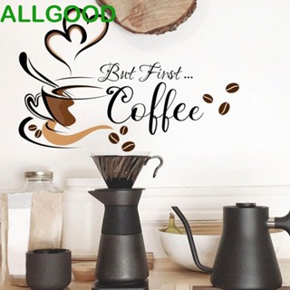 Allgoods สติกเกอร์ PVC ลายถ้วยกาแฟ ภาษาอังกฤษ มีกาวในตัว กันน้ํา สําหรับติดตกแต่งผนังบ้าน