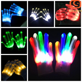 Glenes ถุงมือ LED เรืองแสง Arcobaleno ถุงมือสว่างขึ้น, อุปกรณ์เครื่องแต่งกายเทศกาล กะโหลก ถุงมือแฟลช Colorato LED เวทีเครื่องแต่งกายอุปกรณ์เสริม