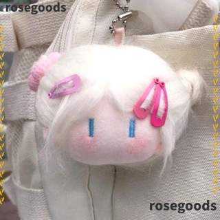 Rosegoods1 พวงกุญแจ จี้ตุ๊กตาผ้าฝ้าย PP รูปการ์ตูนน่ารัก ขนาด 8 ซม. พร้อมกิ๊บติดผม สําหรับเป็นของขวัญวันเกิด