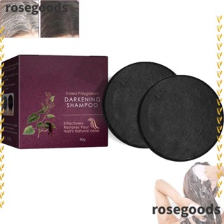 Rosegoods1 สบู่แชมพูบาร์ โพลีโกนัม บํารุงรากผม ดูแลผม สบู่ดําธรรมชาติ สําหรับผู้หญิง