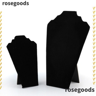 Rosegoods1 ขาตั้งโชว์เครื่องประดับ สร้อยคอ ผ้ากํามะหยี่ แบบพกพา สีดํา