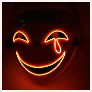 1 PC ฮาโลวีน LED หน้ากากส่องสว่าง SMILE Clown Face คอสเพลย์แสดงเครื่องสำอางค์ PARTY เครื่องแต่งกาย Props แบตเตอรี่ไม่มีความร้อน Clown หน้ากากเทศกาลอุปกรณ์ JOYFEEL