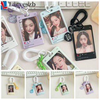 Lacyeszb ที่ใส่โฟโต้การ์ด รูปหัวใจ ไอดอลใส น่ารัก เคสป้องกัน ID การ์ด พวงกุญแจ เครื่องประดับ เด็กผู้หญิง