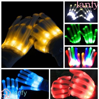 Lanfy ถุงมือเรืองแสง LED พร็อพสําหรับปาร์ตี้ฮาโลวีน