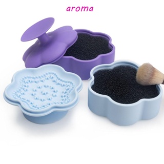 Aroma 4in1 แผ่นทําความสะอาดแปรงแต่งหน้า อเนกประสงค์ รูปดอกไม้ พับได้ สําหรับผู้หญิง