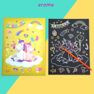 Aroma สมุดวาดภาพ พร้อมแท่งไม้ แบบพกพา 9 แผ่น ของเล่นเสริมการเรียนรู้เด็ก DIY