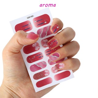 Aroma สติกเกอร์ฟอยล์กลิตเตอร์ 14 ปลาย ต่อแผ่น สีบรอนซ์ ติดทนนาน สําหรับตกแต่งเล็บผู้หญิง