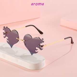 Aroma แว่นตากันแดดแฟชั่น ป้องกัน UV400 รูปเปลวไฟ หัวใจ สําหรับผู้หญิง