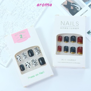 Aroma เล็บปลอมสั้น รูปดาว หัวใจ ผลไม้ ไล่โทนสี สําหรับตกแต่งเล็บ