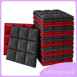 [szlinyou2] แผ่นโฟมอะคูสติก สีดํา สีแดง 30x30 ซม. อุปกรณ์เสริม 12 ชิ้น