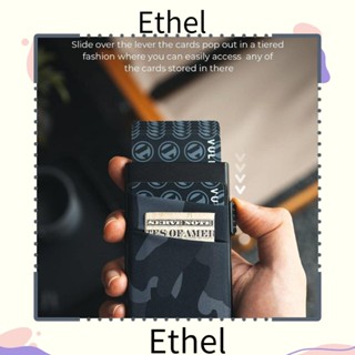 Ethel1 กระเป๋าใส่บัตร ป๊อปอัพ ID อลูมิเนียมอัลลอย ทนทาน สีดํา สําหรับผู้ชาย