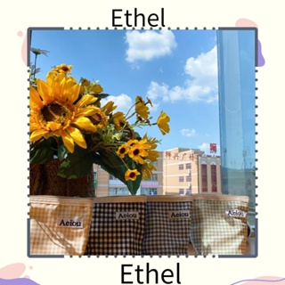 Ethel1 กระเป๋าเดินทาง กระเป๋าเครื่องสําอาง ผ้าแคนวาส ลายสก๊อต มีซิป ขนาดเล็ก พกพาง่าย อเนกประสงค์