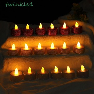 Twinkle1 โคมไฟชา รูปเทียน Diwali ประดับกลิตเตอร์ ขนาดเล็ก สําหรับตกแต่งบ้าน วันฮาโลวีน