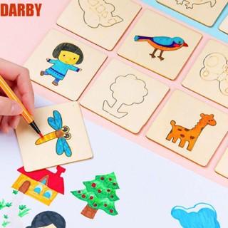 Darby แผ่นแม่แบบไม้ ฉลุลาย วาดภาพกราฟฟิติ DIY ของเล่นเสริมการเรียนรู้เด็ก