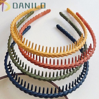 Danilo ที่คาดผม กันลื่น ผ้าโพกศีรษะ สีพื้น ฟันเคลือบด้าน ที่คาดผมอะคริลิคย้อนยุค เครื่องประดับผมกลางแจ้ง