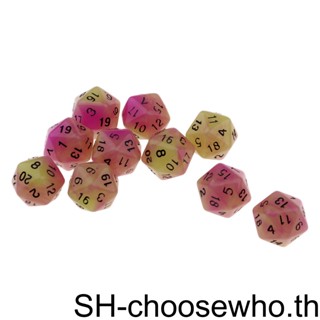 【Choo】ลูกเต๋าเรืองแสง หลายด้าน D20 D&amp;D TRPG 1 2 3 5 สําหรับเล่นเกม 10 ชิ้น