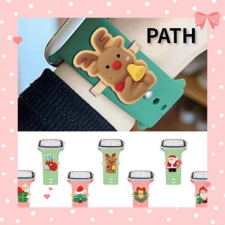 Path เครื่องประดับ สายนาฬิกาข้อมือซิลิโคน รูปซานตาคลอส ต้นคริสต์มาส