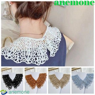 Anemone ปกเสื้อเชิ้ต ผ้าฝ้าย แต่งลูกไม้ปลอม ถอดออกได้ อุปกรณ์เสริม สําหรับตกแต่งเสื้อผ้าตุ๊กตา