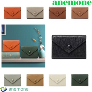 Anemone กระเป๋าใส่บัตร หนัง Pu ทรงสี่เหลี่ยม เรียบง่าย สําหรับเด็กผู้หญิง