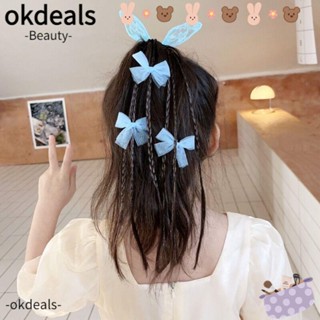 Okdeals วิกผมถักเปีย, เครื่องประดับผมหูกระต่าย, เชือกผมโบว์, ยางยืดน่ารัก ถักเปียสกปรกสาว