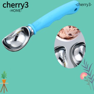 Cherry3 ช้อนตักไอศกรีม โลหะ ด้ามจับสบาย ใช้งานง่าย สีดํา และสีน้ําเงิน 2 ชิ้น