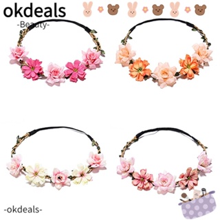 Okdeals พวงหรีด ห้าดอก งานแต่งงาน เจ้าสาว แหวนผม