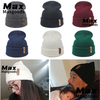 Maxg หมวกบีนนี่ถัก อะคริลิค 100% สีพื้น แฟชั่นฤดูใบไม้ร่วง ฤดูหนาว