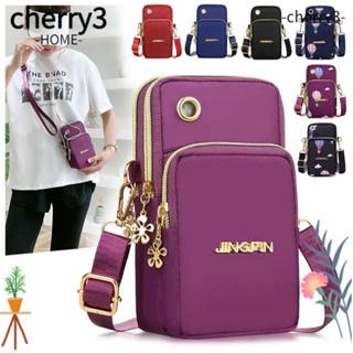 Cherry3 กระเป๋าสตางค์ 3 ชั้น ใส่โทรศัพท์มือถือได้ พร้อมปลั๊กหูฟัง สําหรับผู้หญิง