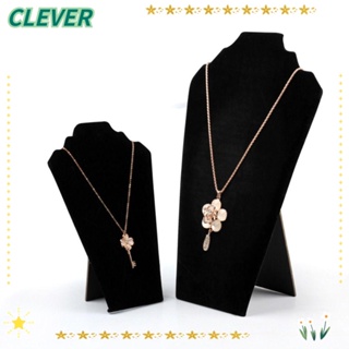 Clever ขาตั้งโชว์เครื่องประดับ สร้อยคอ ผ้ากํามะหยี่ แบบพกพา สีดํา