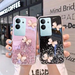 พร้อมส่ง ใหม่ เคสโทรศัพท์มือถือนิ่ม แบบใส ประดับเลื่อม ลายผีเสื้อคริสตัล สําหรับ VIVOV29 VIVO V29 5G 2023