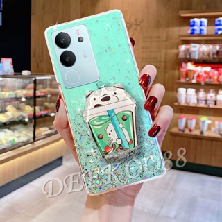 พร้อมส่ง เคสโทรศัพท์มือถือ ลายการ์ตูนหมีน่ารัก พร้อมขาตั้ง สําหรับ VIVO V29 VIVO V29 5G 2023