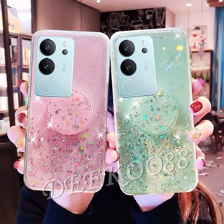 พร้อมส่ง ใหม่ เคสโทรศัพท์มือถือนิ่ม ลายดาวอวกาศ กลิตเตอร์ วิบวับ พร้อมขาตั้ง สําหรับ VIVOV29 VIVO V29 5G 2023